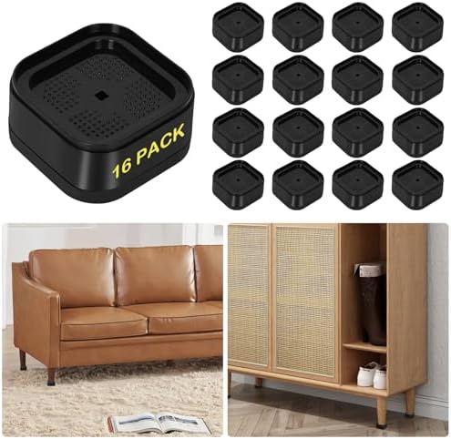 16-Piece Adjustable Bed Risers for Couch Desks Chairs and More