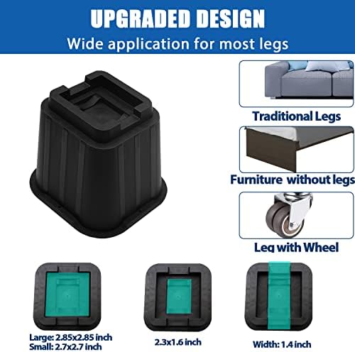 8-Inch Bed Riser with Elevation Adjuster for Sofa Bed and Desk
