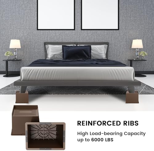 6 Inch Heavy Duty Bed Risers 4 PackDark Brown