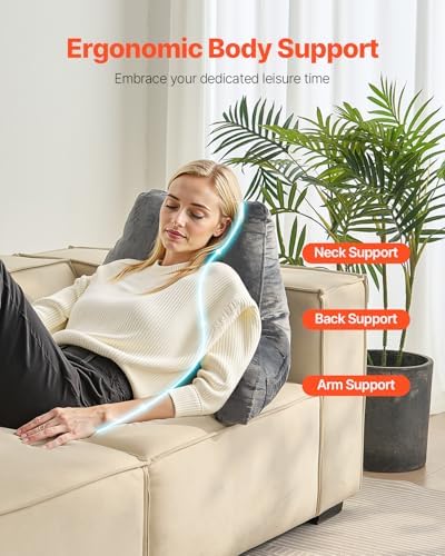 VEVOR Ergonomic Back Pillow for Reading and Gaming Standard Size Memory Foam Comfort Dual Zips