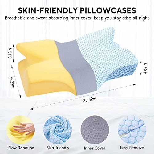 Anvo Cervical Neck Pillow for Pain Relief - Memory Foam Contour Support
