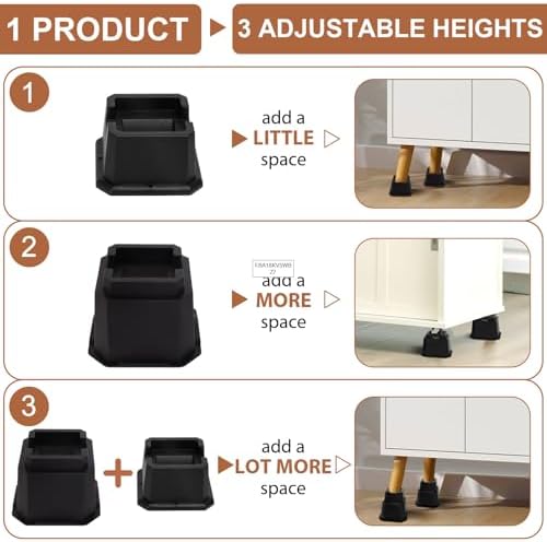 Shouwuhho Bed Risers 6 Inch Heavy Duty 4 Pack