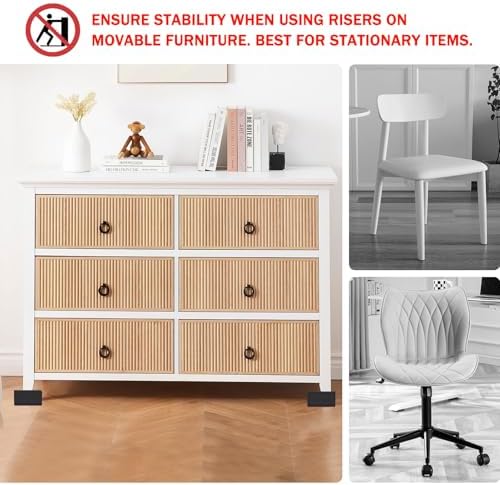 Durable Bed Risers Heavy Duty 3 Inch Stackable L-Shape for Sofa Desk or Couch