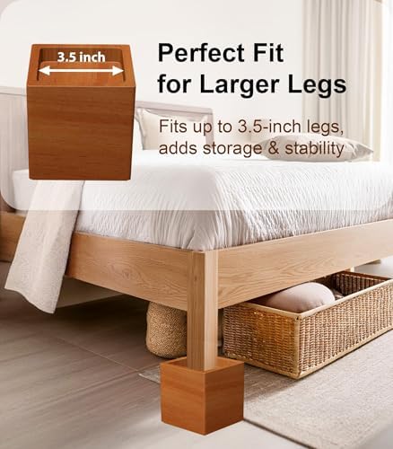 Lufia Bed RisersEnhance Your Bed with 4 Extra Height Solid Pine for Comfort Style Easy Setup