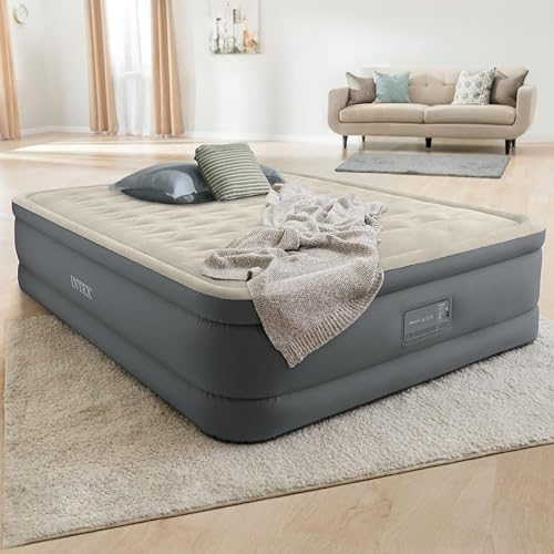 Intex PremAire II Luxury Air Mattress with Electric Pump Queen Size Elevated Bed
