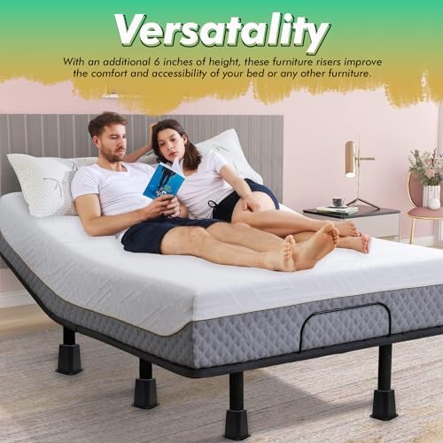 Sturdy Bed Risers for Sofa Desk Couch Table Black by Kings Brand