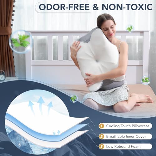 Cervical Pillow for Neck Shoulder Pain Relief with Cooling Case