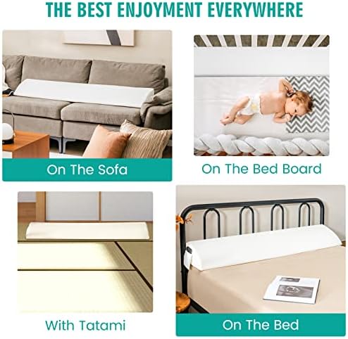 Go flame Expandable Bed Gap Filler Full Size Headboard Pillow for reading sleeping 7 Max Gap