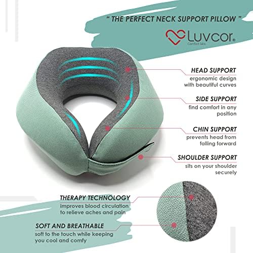 Perfect Memory Foam Travel Neck Pillow - Ergonomic Design Compact Comfortable Imperial Green
