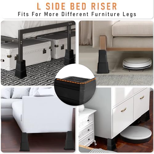 Shouwuhho Bed Risers 12 Inch Heavy Duty 4 Pack Black
