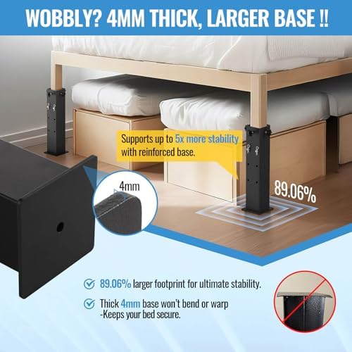 Heavy-Duty Bed Risers - 1742 LB Adjustable Height 6-12 Inches