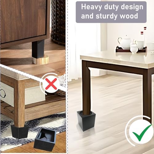 ECOGREDA Wood Bed Riser 4 Inch Heavy Duty For SofaCouchTableChair Base