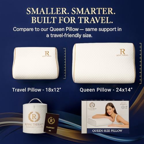 Royal Therapy Travel Memory Foam Pillow for Neck Support