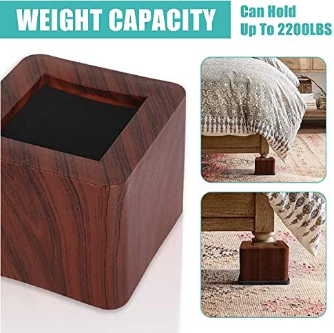 Set of 4 3-Inch Bed Risers Heavy Duty Stylish for Heavy Furniture