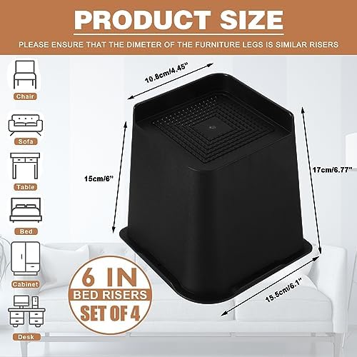 6-Inch Heavy-Duty Bed Risers for Sofa Desk and more
