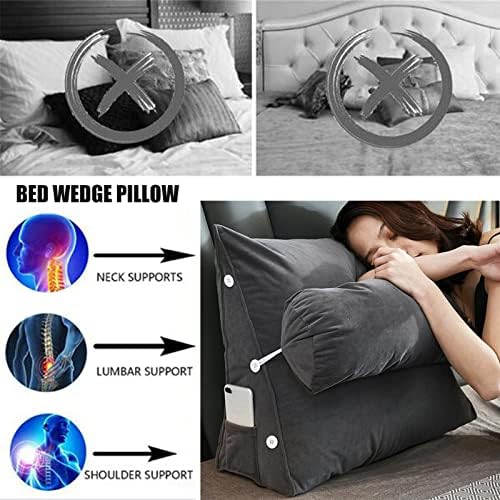 Wedge Shaped Reading Pillow with Adjustable Neck Support Back Lumbar Sleep Better
