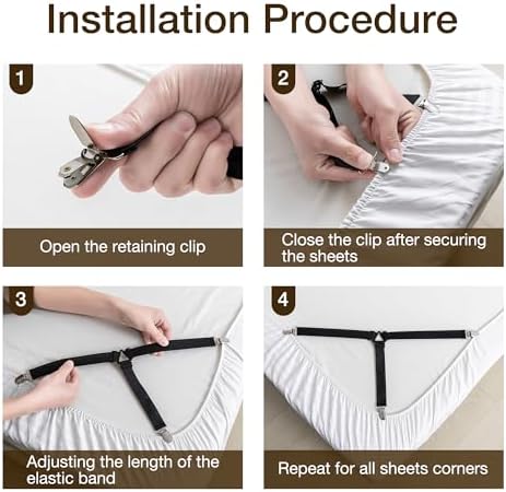 Jellymoni Bed Sheet Straps Easy to Install Durable Fasteners for a Cozy Sleep