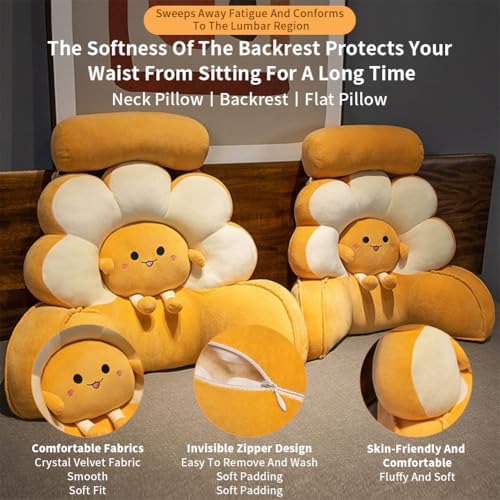Soft Flower Shaped Reading Pillow with Detachable Headrest and Lumbar Support