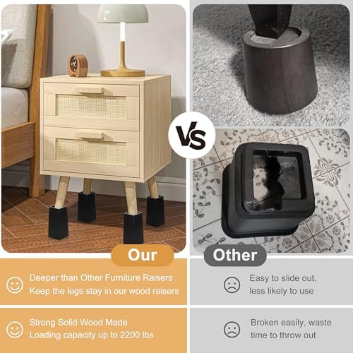 TQVAI Bed Risers - Durable Support for Sofa Desk Bed - Holds 2200 lbs with Non-Slip Pad