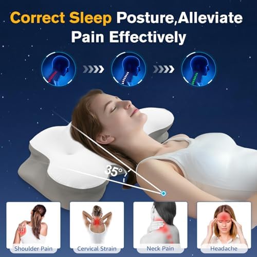 Ergonomic Cervical Neck Pillow with Cooling Fabric Relief