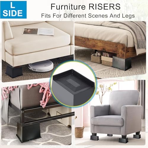 Heavy Duty Bed Risers 4 Inch 4 Pack Black