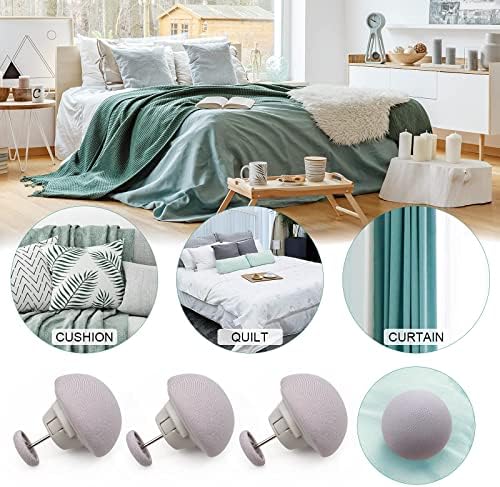 MQUPIN Duvet Cover Clips 16 Set with Mushroom Buttons and Long Nails - Grey