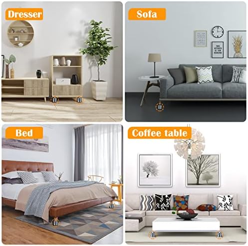 XuenairMetal Bed Risers 4 x 3 inch Adjustable Bed Risers for Sofa dresser Table TV Cabinet