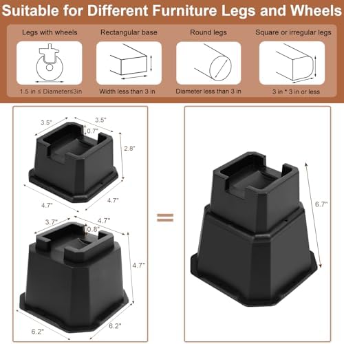 Shouwuhho Bed Risers 6 Inch Heavy Duty 4 Pack