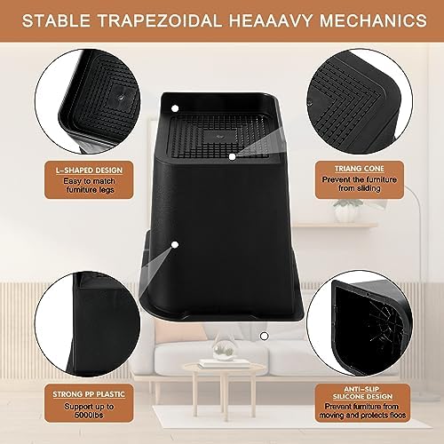 6-Inch Heavy-Duty Bed Risers for Sofa Desk and more