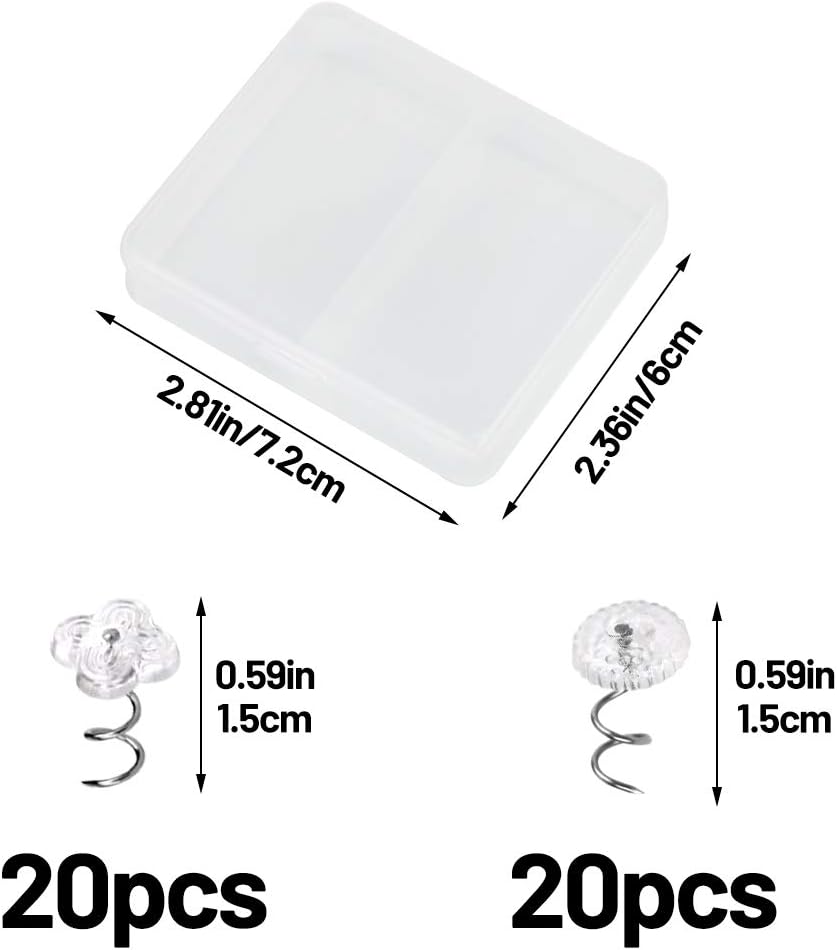 Affordable 40 PCS Upholstery Tacks Twist Pins with Storage Box for Bedskirts and Upholstery 059 Inches