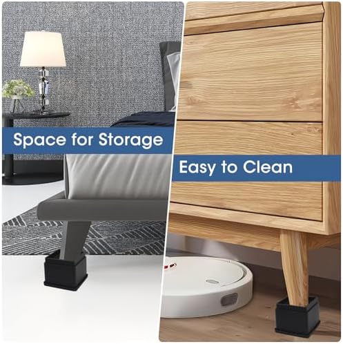 Adjustable Bed Risers 2 Inch Set of 8 with Rubber Pads