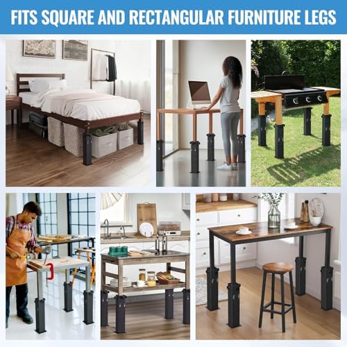 Heavy-Duty Bed Risers - 1742 LB Adjustable Height 6-12 Inches