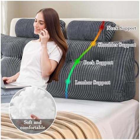 HDNSAUD Headboard Neck Pillow 2-Pack with Removable Cover