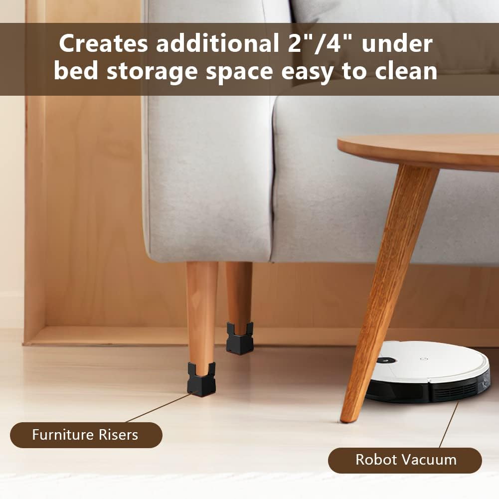 AUAUY Bed Risers 2 Inches Adjustable Clamp Mount for Square or Round Chair Legs