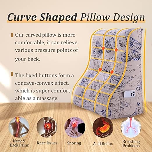 Wedge Reading Pillow Ergonomic Headboard Pillow for Reading and Bed Rest 100 Pure Cotton 24in