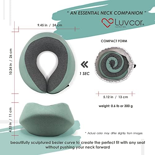 Perfect Memory Foam Travel Neck Pillow - Ergonomic Design Compact Comfortable Imperial Green