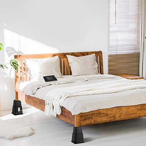Adjustable Bed Risers with USB Charging Under-the-Bed Storage