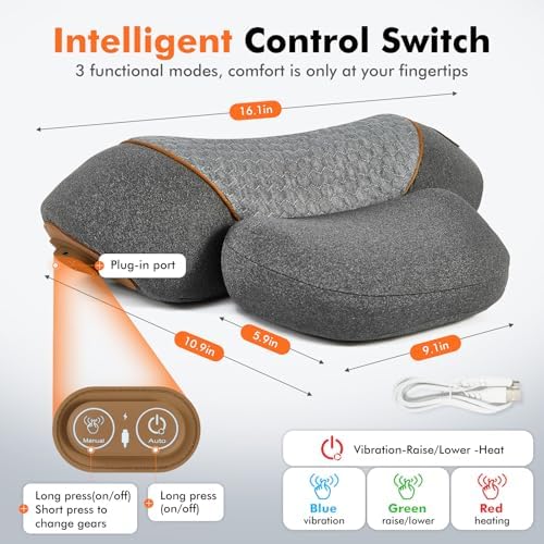 3-in-1 Neck Massager Pillow with Heating Cervical Traction