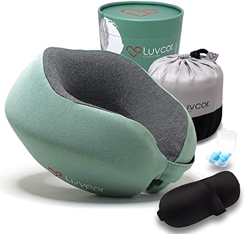 Perfect Memory Foam Travel Neck Pillow - Ergonomic Design Compact Comfortable Imperial Green