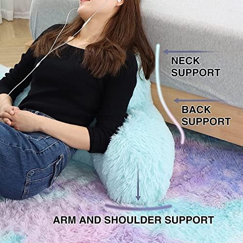 Comfortable Faux Fur Reading Pillow with Adjustable Support for Adults and Kids