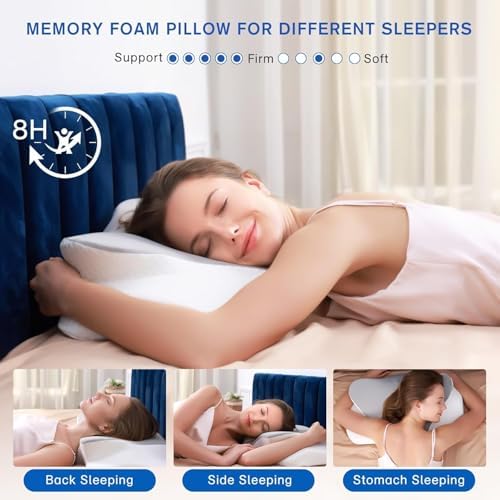 2Pack Adjustable Neck Pillows Memory Foam for Pain Relief Washable CertiPUR-US Certified