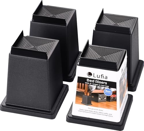 Lufia 6 Inch Heavy Duty Bed Furniture Risers Set of 4