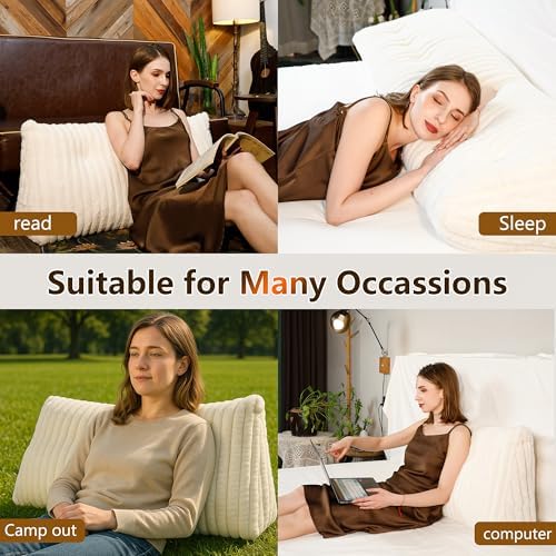 Ergonomic Faux Fur Headboard Pillow Premium Reading Comfort and Style