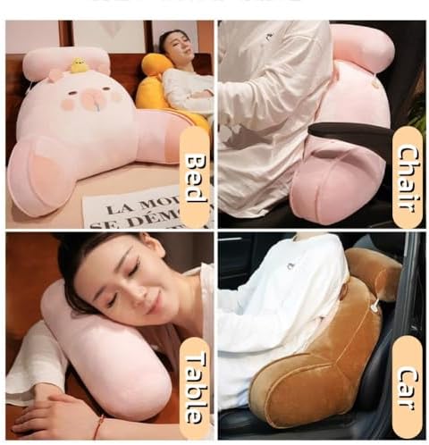 Cute Capybara Reading Pillow with Armrests