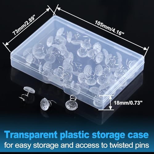 GOLD DEER 50PCS Upholstery Bed Skirt Twist Pins Stainless Steel with Clear Heads