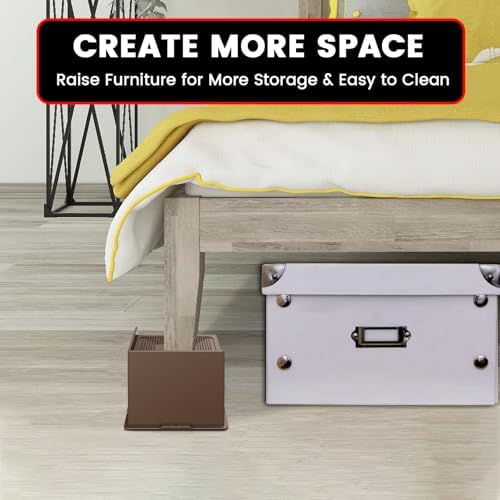 6 Inch Heavy Duty Bed Risers 4 PackDark Brown