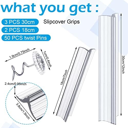 55-Piece Slipcover Set for Sofa Sectional Bed - Tuck Grips Dust Ruffle Pins Decorative Sofa Covers