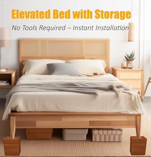 Premium Solid Pine Wood Bed Furniture Risers - 2 4 57 Inch Heavy Duty