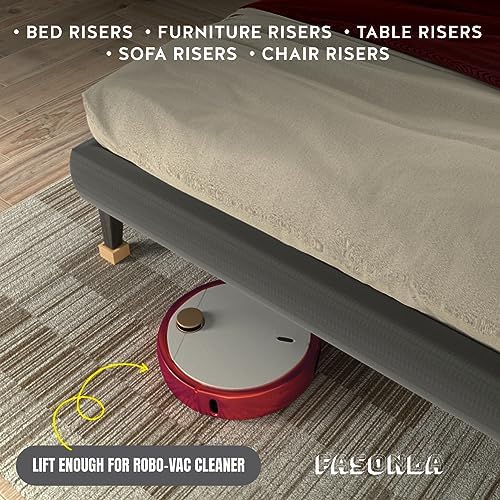 FASONLA Solid Oak Bed Risers - Set of 4 with 2 Height Lift