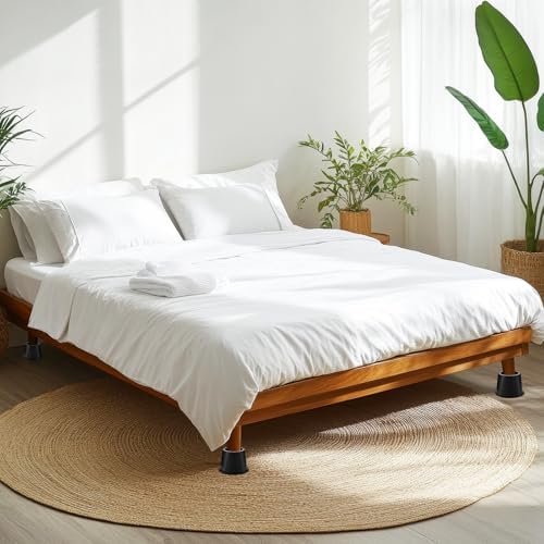 Powerful Bed Riser - 9-Piece Heavy Duty 4-Inch Round Bed Risers with Non-Slip Foam Pads for Chairs Sofas Tables Beds
